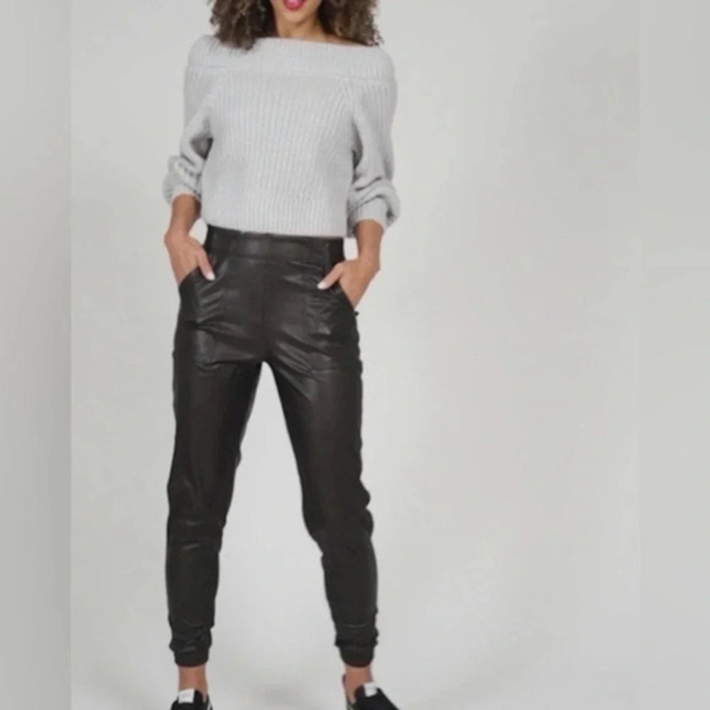 SPANX Faux Leather Jogger Pants Noir Black B1072